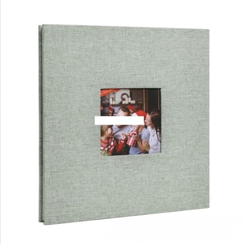 Fotoalbum 16 Zoll Leinen Selbstklebendes Fotoalbum mit offenem Fenster DIY Große Kapazität Handgefertigte kreative Geschenke Zeichnen Sie das Wachstum von Kindern auf(Light Green) von LSNNMU
