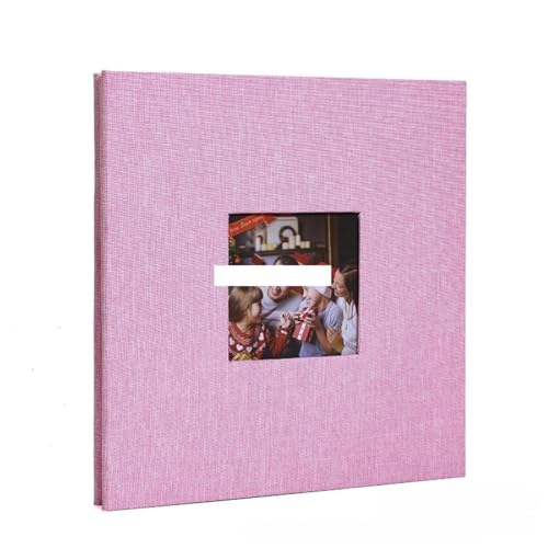 Fotoalbum 16 Zoll Leinen Selbstklebendes Fotoalbum mit offenem Fenster DIY Große Kapazität Handgefertigte kreative Geschenke Zeichnen Sie das Wachstum von Kindern auf(Pink) von LSNNMU