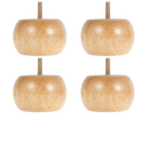 LSNNMU 4/8PCS Möbel Beine Holz Bein Solide Füße Runde Brötchen Mit 4 Schrauben Stuhl ersatz Set(Wood 4PCS) von LSNNMU