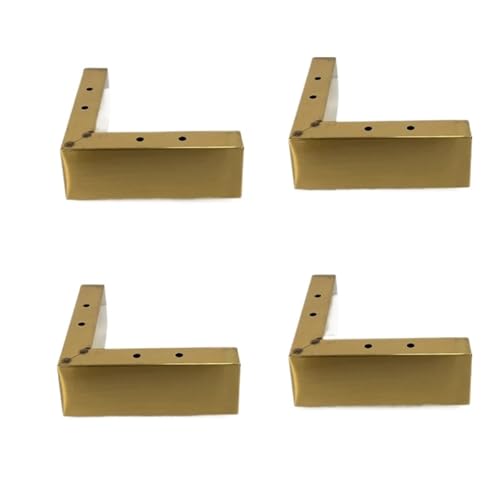 LSNNMU 4 Stück 5, cm hohe, schwere tragende Möbelbeine, L-Schlitz-förmige Sofafüße, Möbelbeschläge, Beine aus Metall, Stahl, Vierkantrohr(4pcs 5.5cm Golden) von LSNNMU
