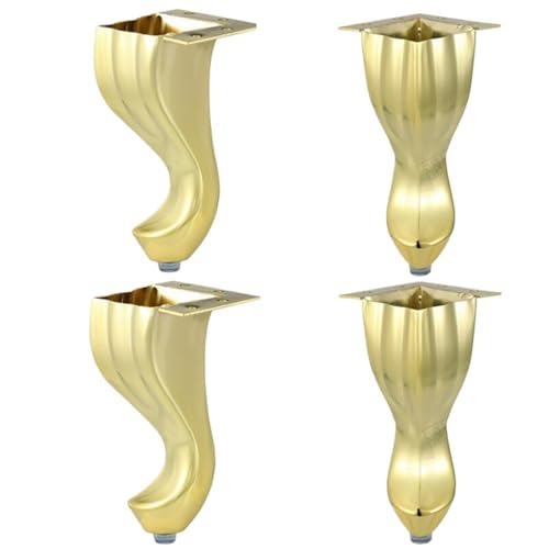 LSNNMU 4 Stück Gold Möbelbeine Sofafüße Hohlschnitzerei for Couchtisch Haarnadelbeine Ständer Kabinenebene Füße 14 cm mit Schraube von LSNNMU