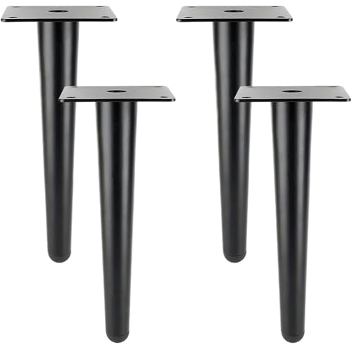 LSNNMU 4 Stück Möbelbeine, gerade, konische Metallbeine, Möbelfüße for Schrank, Sofa, Couch, Tisch(Black 4pcs-20cm) von LSNNMU