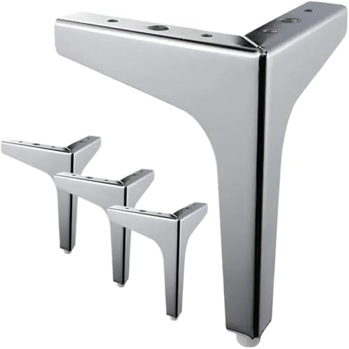 LSNNMU 4 Stück Schrankbeine, Metall-Möbelbeine, Metall-Dreieck-Möbelfüße, DIY-Ersatz, Schrank, Sofa, Couch, Stuhl(4PCS 10CM Silver) von LSNNMU
