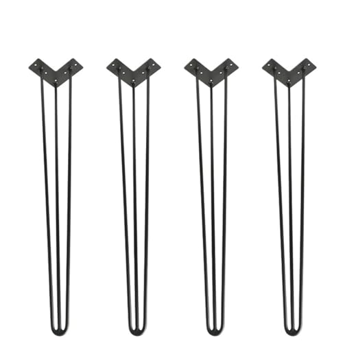 LSNNMU 4 Stück gesprühter Metalltisch 16/28 Zoll 3-Stangen-Haarnadel-Möbelbeine DIY Home Bench Dining Desk End Couchtischfüße Zubehör(28inch) von LSNNMU