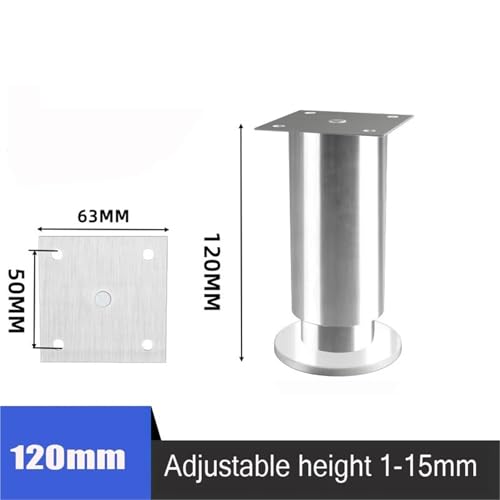 LSNNMU 4 Stück höhenverstellbare Möbelfüße aus Edelstahl, Beine for Küchenschrank, Sofa, runder Ständer, Möbelbein(12cm-4pcs) von LSNNMU
