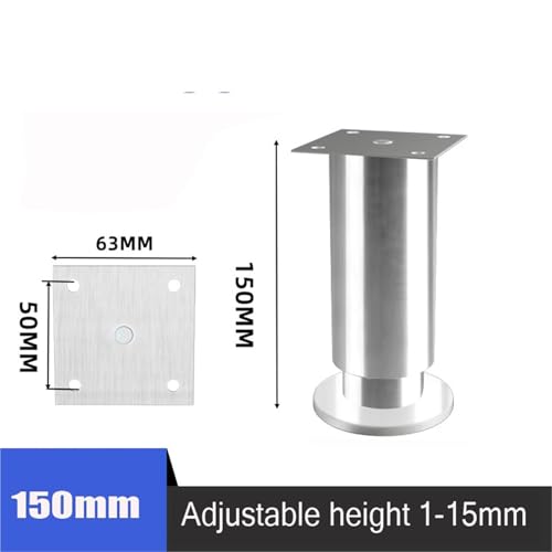 LSNNMU 4 Stück höhenverstellbare Möbelfüße aus Edelstahl, Beine for Küchenschrank, Sofa, runder Ständer, Möbelbein(15cm-4pcs) von LSNNMU