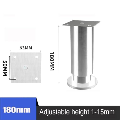 LSNNMU 4 Stück höhenverstellbare Möbelfüße aus Edelstahl, Beine for Küchenschrank, Sofa, runder Ständer, Möbelbein(18cm-4pcs) von LSNNMU