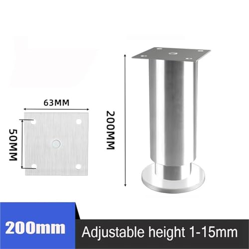 LSNNMU 4 Stück höhenverstellbare Möbelfüße aus Edelstahl, Beine for Küchenschrank, Sofa, runder Ständer, Möbelbein(20cm-4pcs) von LSNNMU