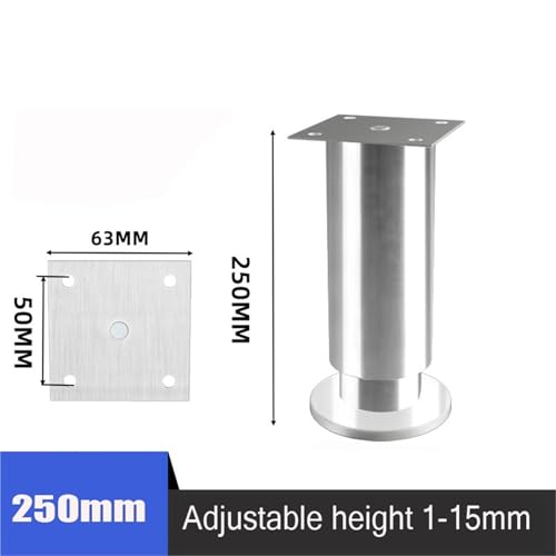LSNNMU 4 Stück höhenverstellbare Möbelfüße aus Edelstahl, Beine for Küchenschrank, Sofa, runder Ständer, Möbelbein(25cm-4pcs) von LSNNMU
