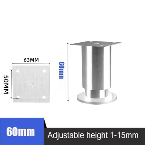 LSNNMU 4 Stück höhenverstellbare Möbelfüße aus Edelstahl, Beine for Küchenschrank, Sofa, runder Ständer, Möbelbein(6cm-4pcs) von LSNNMU