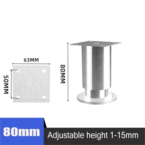 LSNNMU 4 Stück höhenverstellbare Möbelfüße aus Edelstahl, Beine for Küchenschrank, Sofa, runder Ständer, Möbelbein(8cm-4pcs) von LSNNMU