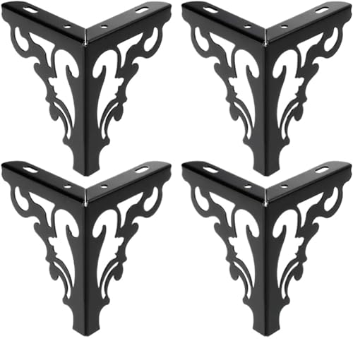 LSNNMU 4 Stücke 15/12 cm Metall Poliert Sofa Stuhl Beine Einfachheit Hohl Tisch Schrank Bett Füße DIY Möbel Zubehör(4pcs 12cm Black) von LSNNMU