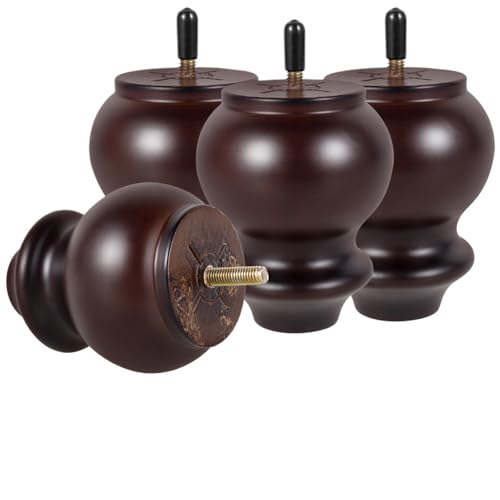 LSNNMU 4 Stücke Holz Kürbis Form Möbel Beine Sofa Füße mit Filz Aufkleber for Tisch Schrank Couch Stuhl von LSNNMU