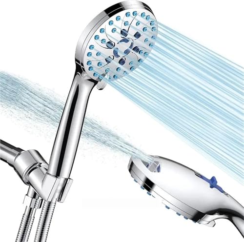 LSNNMU Duschkopf Handbrause mit 2-Gang-Spritzpistole, 5-Gang-Massage-Spa-Hochdruckdusche, Regenduscharmatur(Sliver) von LSNNMU