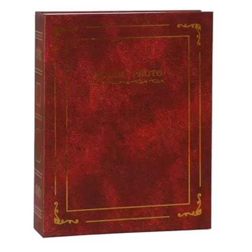LSNNMU Fotoalbum 6 Zoll 100 Fotos 10 x 15 cm Familienbild-Kunst-Fotoalben Zwischenalbum Fotoalbum-Sammlung Heimdekoration(Red Brown) von LSNNMU