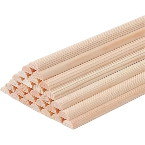 LSNNMU Holzdübel 20 Stück Holzdübelstangen, halbrunde Dübelstangen, unbehandelte Holzbastelstäbe, Bogenholzdübelstangen, halbrunde Bastelstäbe(Small) von LSNNMU