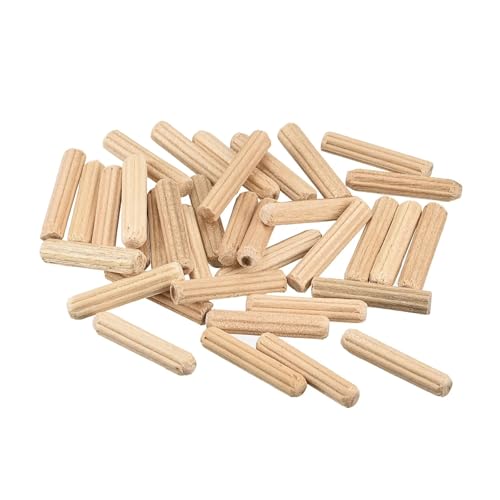 LSNNMU Holzdübel 50 Stück Holzdübelstifte 4x20mm geriffelt abgeschrägte Enden Holzdübelstifte von LSNNMU