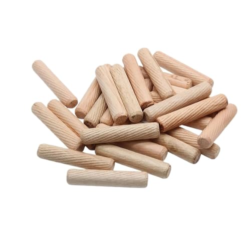 LSNNMU Holzdübel 50 Stück runde Holzdübelstifte 6 x 40 mm, 8 x 40 mm, 10 x 40 mm, for Schrankschublade, rund, geriffelt, DIY-Holzbearbeitung for Dübelvorrichtungen, Bohrer(8x40mm) von LSNNMU