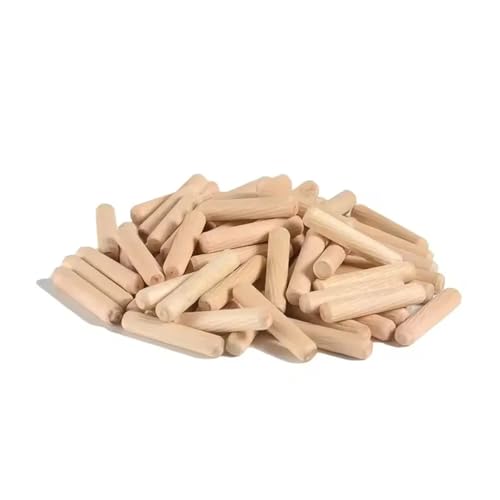 LSNNMU Holzdübel 50 Stück runde Holzdübelstifte 6 x 40 mm, 8 x 40 mm, 10 x 40 mm, for Schrankschubladen, rund, geriffelt, DIY-Holzbearbeitung for Dübellehren, Bohrer(8mm) von LSNNMU