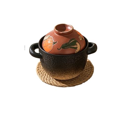 LSNNMU Schmortopf Kleine Crock Pot Claypot Home Auflaufform Keramik Kochgeschirr Küche Eintopf Töpfe for Kochen Hitzebeständiger Tontopf for Kochen(800ml Brown02) von LSNNMU