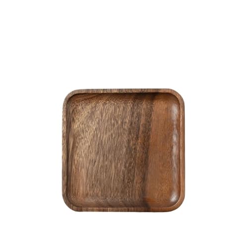LSNNMU Serviertablett 2 stücke Holz Tablett Massivholz Tee Tablett Tablett Kaffee Nachmittag Tee Dessert Tray Home Küche Dekoration Tablett(D 22X22CM) von LSNNMU
