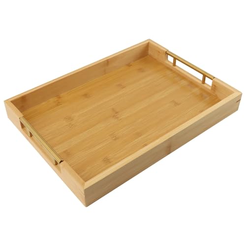 LSNNMU Serviertablett Essen Frühstück Holz Serviertablett Snack Wohnzimmer mit Griffen Abendessen Couchtisch Küche Home Decor Rechteckig von LSNNMU