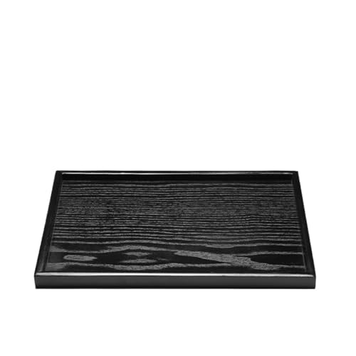 LSNNMU Serviertablett Schwarzes Teetablett aus massivem Holz, Servierteller, Nachmittagstee-Desserttablett, Retro-Teeservice-Tablett(Square 35X24X2cm) von LSNNMU