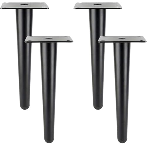 LSNNMU Set mit 4 Möbelbeinen, gerade, konische Metallbeine, Möbelfüße for Schrank, Sofa, Couch, Tisch(Black 4pcs-20cm) von LSNNMU