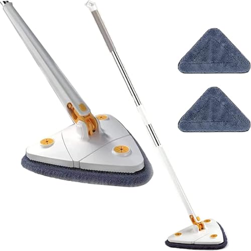 LSNTUU Dreieckiger Bodenwischer Angle Mop, Dreieckiger Bodenwischer Angelmop, Wischmopp Dreieckig, Dreieckiges Bodenwischtuch Angle Mop, Extendable Mop (White+2mop Heads) von LSNTUU