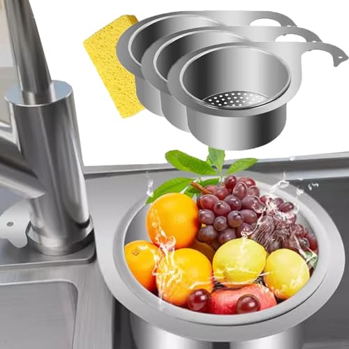 LSNTUU Stainless Steel Swan Shape Strainer Basket for Sink, Swan Sink Strainer Basket, Sink Drain Shelf - Triangular Sink Strainer Basket (3PCS) von LSNTUU
