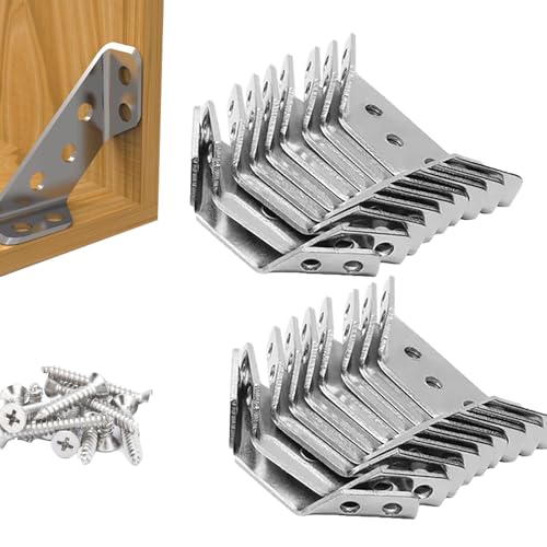Universeller Eckverbinder Für Möbel Aus Edelstahl, Universal Stainless Steel Furniture Corner Connector, Corner Connectors for Wood with 40PCS Screws (20PCS) von LSNTUU