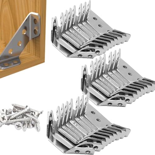 Universeller Eckverbinder Für Möbel Aus Edelstahl, Universal Stainless Steel Furniture Corner Connector, Corner Connectors for Wood with 40PCS Screws (30PCS) von LSNTUU