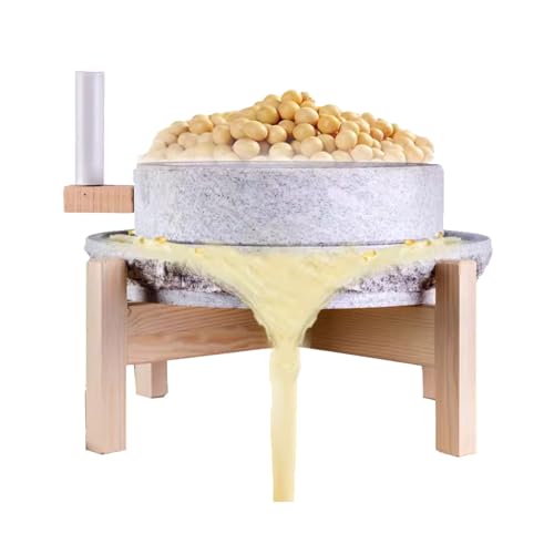 Handgefertigte Steinmühle for die ganze Familie, mit Holzrahmen + grob und fein verstellbarem Schaft, fließender Aufguss(35cm/13.8in) von LSOPCYE