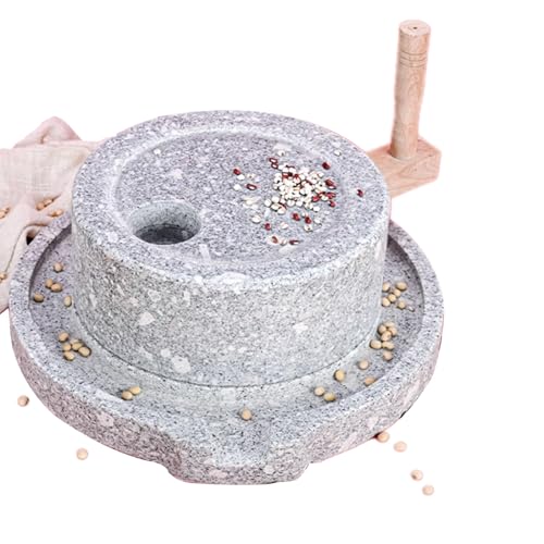 Manuelle Trocken-/Nass-Getreidemühle, robust und verschleißfest, mit Holzrahmen + grob/fein verstellbarer Welle, geeignet for Mahlen von Getreide, Weizen(35cm/13.8in) von LSOPCYE