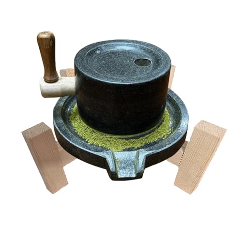 Natürliche Lapislazuli-Steinmühle, einfach zu bedienen, handgefertigte Steinmühle aus Kalkstein for den Heimgebrauch, S-Ton-Mühle for Mahlen von trockenem und nassem Getreide von LSOPCYE