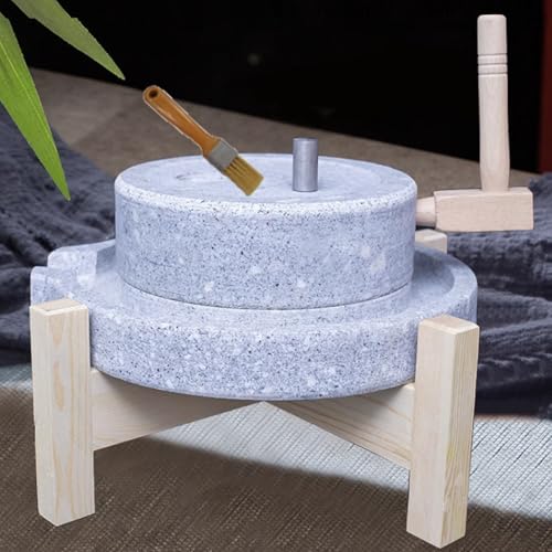 Steinmühle mit Holzrahmen + Restaurierungskupplungen, geeignet for Mahlen von Nass- und Trockenfutter, for Lehren und Betrachten(30cm/11.8in) von LSOPCYE