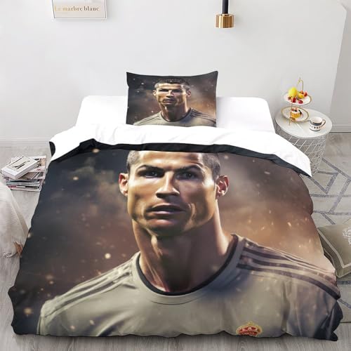 LSORU Ronaldo Bettwäsche Set Bettbezug Set Atmungsaktive Mikrofaser Bettwäsche Für Schlafzimmer, Weiche Bequemer Single（135x200cm） von LSORU