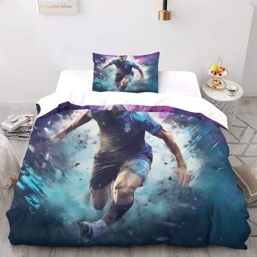 LSORU Ronaldo Kinder Bettbezug Set Startseite Satz, Bettwäsche Satz Moderne Bettbezug Für Jugendliche Jugend Mädchen Jungen, Startseite Schlafzimmer Dekor Single（135x200cm） von LSORU