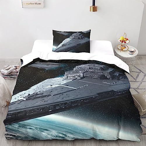 LSORU Star Destroyer 3D Bettbezug Set Mit Kissenbezug, Bettwäsche Set, Modisch Bettbezüge Mikrofaser Bettbezug Mit Reißverschluss Single（135x200cm） von LSORU