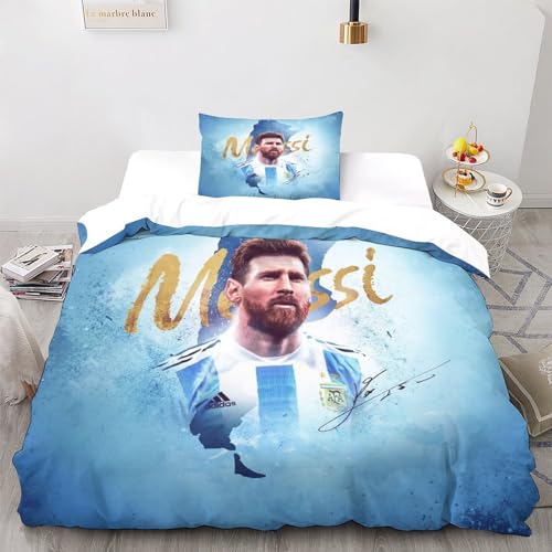 Linen Messi Tröster Startseite Satz, Kinder Bettwäsche Satz Bettbezug Für Jugendliche Jugend Schlafzimmer Dekor 3 Teilig Sets Single（135x200cm） von LSORU