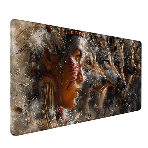 Gaming Mauspad XXL 1000x500x3mm, GrüN Schreibtischunterlage mit Rutschfeste Gummibasis, Wolf Erweiterter Mousepad XXL, Mouse Pad Wasserdicht und rutschfest, Büro Zubehör und Gaming Accessories 7-2488 Gaming Mauspad XXL 1000x500x3mm, GrüN Schreibtischunterlage mit Rutschfeste Gummibasis, Wolf Erweiterter Mousepad XXL, Mouse Pad Wasserdicht und rutschfest, Büro Zubehör und Gaming Accessories 7-2488 von LSPKKYOU