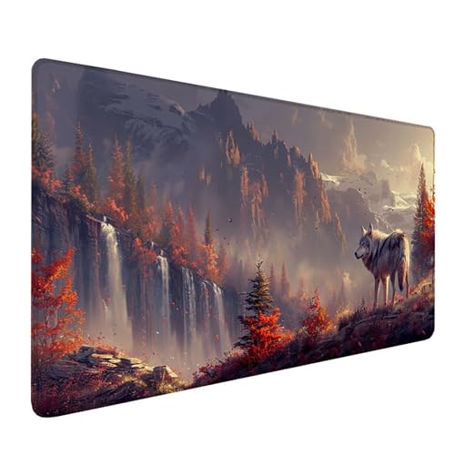 Gaming Mauspad XXL 1600x800x3mm, Grau Schreibtischunterlage mit Rutschfeste Gummibasis, Wolf Erweiterter Mousepad XXL, Mouse Pad Wasserdicht und rutschfest, Büro Zubehör und Gaming Accessories M-7895 Gaming Mauspad XXL 1600x800x3mm, Grau Schreibtischunterlage mit Rutschfeste Gummibasis, Wolf Erweiterter Mousepad XXL, Mouse Pad Wasserdicht und rutschfest, Büro Zubehör und Gaming Accessories M-7895 von LSPKKYOU
