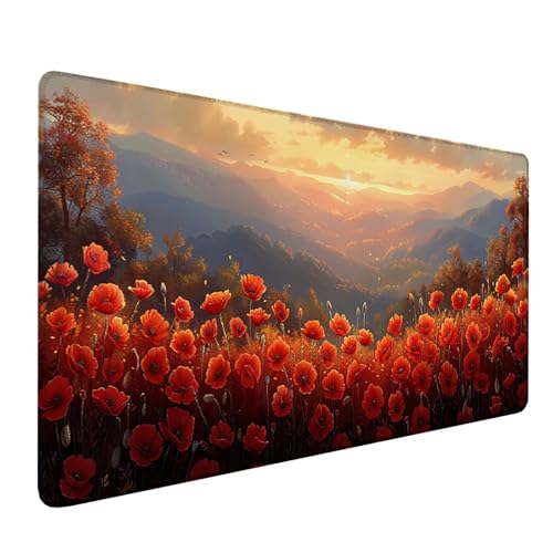 Gaming Mauspad XXL 1600x800x3mm, Rot Schreibtischunterlage mit Rutschfeste Gummibasis, Blume Erweiterter Mousepad XXL, Mouse Pad Wasserdicht und rutschfest, Büro Zubehör und Gaming Accessories 8-8977 Gaming Mauspad XXL 1600x800x3mm, Rot Schreibtischunterlage mit Rutschfeste Gummibasis, Blume Erweiterter Mousepad XXL, Mouse Pad Wasserdicht und rutschfest, Büro Zubehör und Gaming Accessories 8-8977 von LSPKKYOU