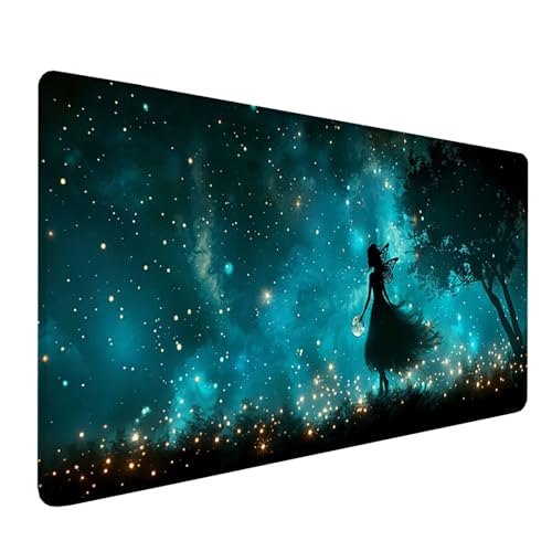 Grau Schreibtischunterlage, Gaming Mauspad XXL 1200x600x3mm, Elfe Mousepad mit Rutschfeste Gummibasis, Mouse Pad verbessert die Präzision und Geschwindigkeit, Büro Zubehör, Geschenke für Männer Q-9579 von LSPKKYOU