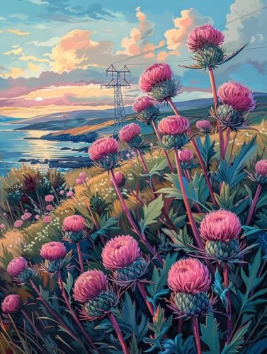 Malen Nach Zahlen Erwachsene Blume, Malen Nach Zahlen Landschaft, Paint by Numbers DIY Handgemalt Ölgemälde Kit Mit 3 Pinsel und Acrylfarbe, Deko Wohnzimmer und Zimmer Deko, Geschenke 30x40 cm 6-5260 von LSPKKYOU
