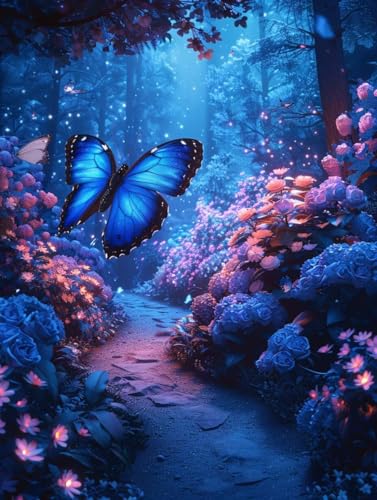 Malen Nach Zahlen Erwachsene Schmetterling, Malen Nach Zahlen Blume, Paint by Numbers DIY Handgemalt Ölgemälde Kit Mit 3 Pinsel und Acrylfarbe, Deko Wohnzimmer und Zimmer Deko 80x110 cm 5-9552 von LSPKKYOU