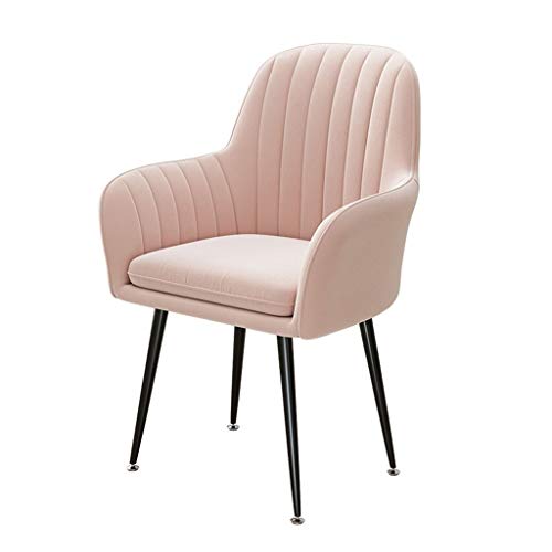LSRRYD Esszimmerstühle Küchenstuhl Polsterstuhl Wohnzimmerstuhl Sessel Mit Armlehne Sitzfläche Aus Samt Metallbeine (Color : Pink) von LSRRYD