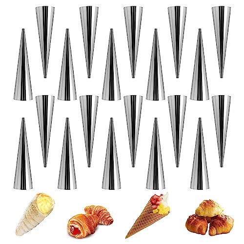 20 Stück, Cannoli Röhrchen, Croissant Backform, Sahnehornform, Edelstahl, Glatt und Schön, Leicht zu Reinigen, für Cannoli-Röhren, Croissant, Backformen (12 * 3cm) von LSRVNM