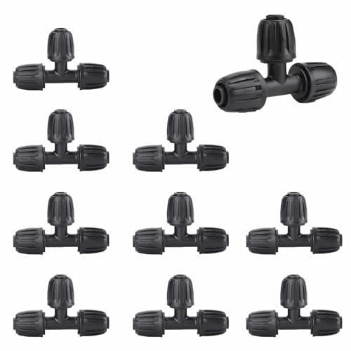 LSRVNM 10 Stück Micro-Drip-System T-Stück, 1/2 Zoll, Wiederverwendbar für 16 mm Verlegerohre für Micro Drip System Gartenbewässerung Mikrobewässerung Bewässerungssystem von LSRVNM
