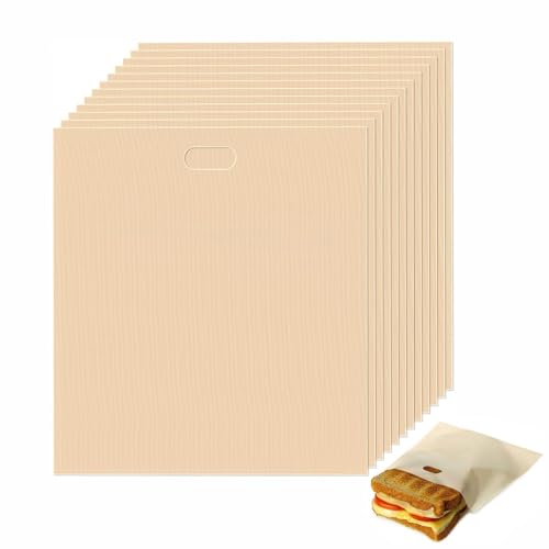 LSRVNM 12 Stück Antihaft Toasterbeutel, Wiederverwendbare Toastabags Waschbar Sandwichbeutel, Teflon Toaster Beutel für Mikrowelle Grill Toaster Toast Sandwich Panini Snacks von LSRVNM